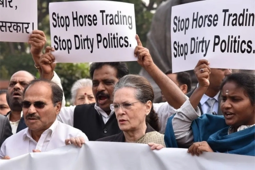 The main opposition Congress party has protested against the developments in Maharashtra